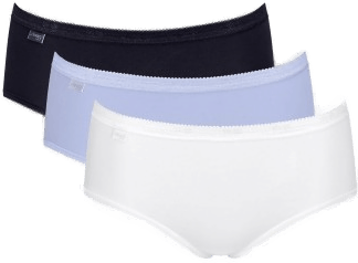 Sloggi Basic Plus Midi Truser 3P Lysblå/Hvit