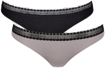 Sloggi GO Ribbed Brazilian Truser 2P Svart/Grå