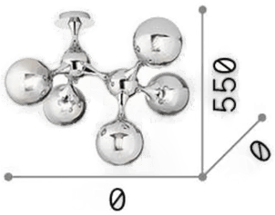 Ideallux Nodi taklampe, krom, 5 lyskilder