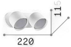 Ideallux Dodo vegglampe, hvit, 2 lyskilder