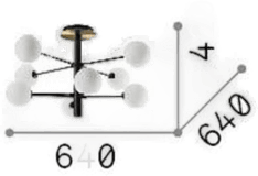 Ideallux Cosmopolitan taklampe svart 8flg.