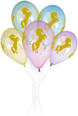 Ballongkungen Golden Unicorn Premium - 5-pakning