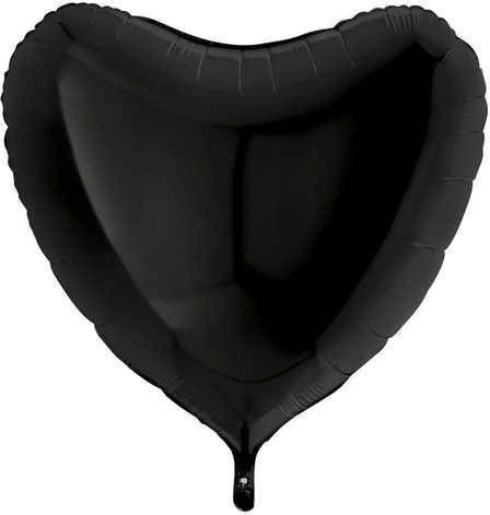 Ballongkungen Folieballong Hjerte Stor Svart