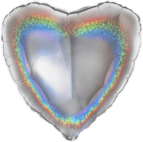 Ballongkungen Folieballong Hjerte Glitter Sølv 91 cm