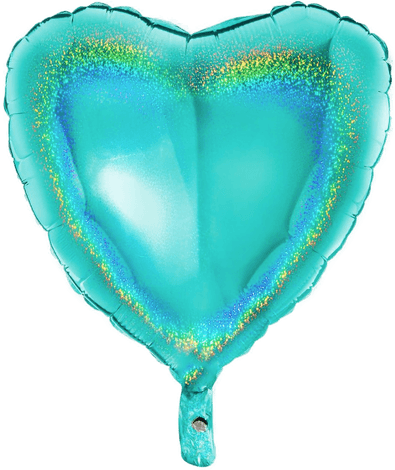 Ballongkungen Folieballong Hjerte Glitter Turkis 91 cm