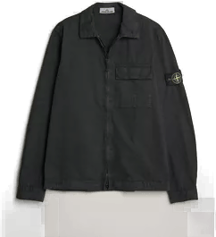 Stone Island Brushed Cotton Zip Overshirt Black