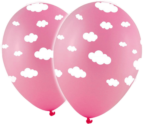 Ballongkungen Rosa Ballonger med Hvite Skyer - 10-pakning