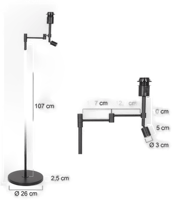 Steinhauer Stanglampe svart/naturlig flettverk