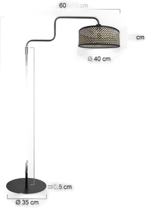 Steinhauer Gulvlampe Bloeba, svart/mørkt tre