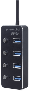 Gembird USB 3.2 Hub med brytere, svart
