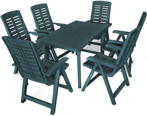Vidaxl Utendørs spisestue 7 deler grønn
