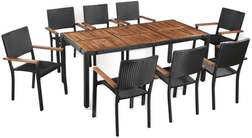 Vidaxl Utendørs spisestue 9 deler