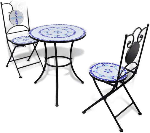 Vidaxl Bistrosett 3 deler blå og hvit