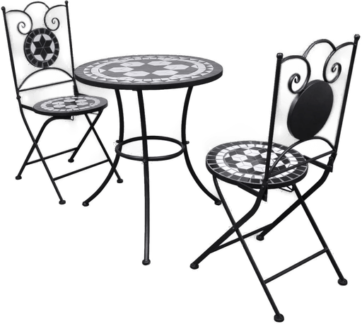 Vidaxl Bistrosett 3 deler svart og hvit