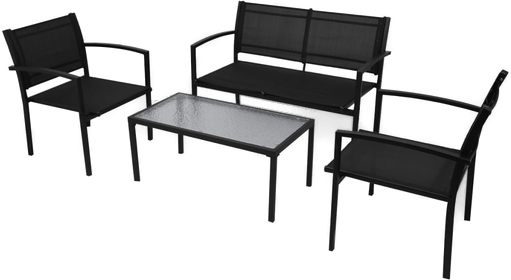 Vidaxl Hagesofagruppe 4 deler svart