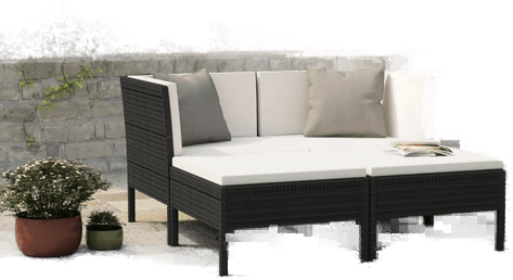 Vidaxl Hagesofagruppe 4 deler svart