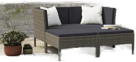 Vidaxl Hagesofagruppe 4 deler grå