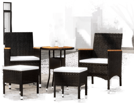 Vidaxl Hagesofagruppe 5 deler svart