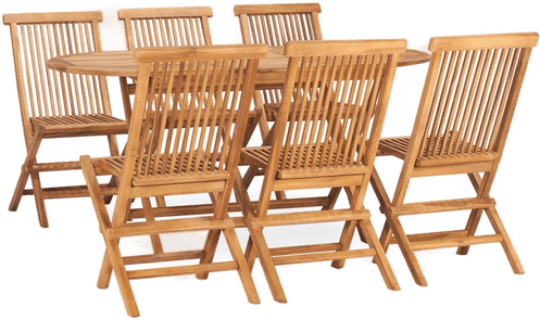 Vidaxl Utendørs spisestue 7 deler teak