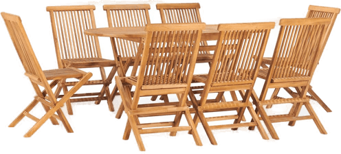 Vidaxl Utendørs spisestue 9 deler teak