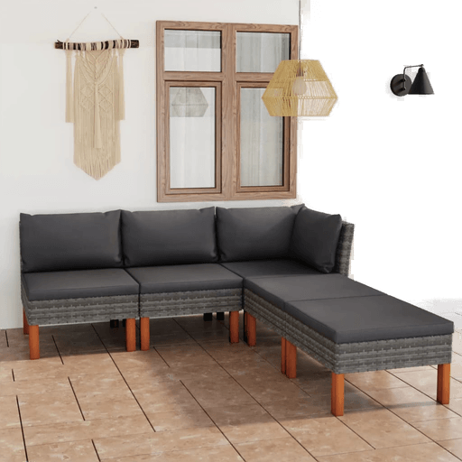 Vidaxl Hagesofagruppe 5 deler grå