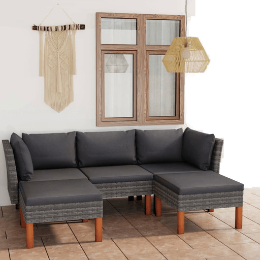 Vidaxl Hagesofagruppe 5 deler grå