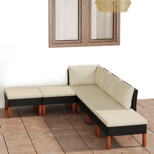 Vidaxl Hagesofagruppe 6 deler svart