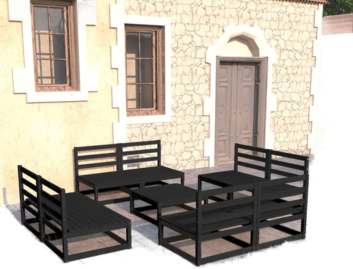 Vidaxl Hagesofagruppe 9 deler svart