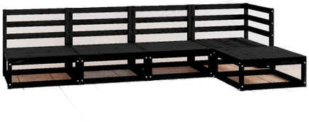 Vidaxl Hagesofagruppe 5 deler svart