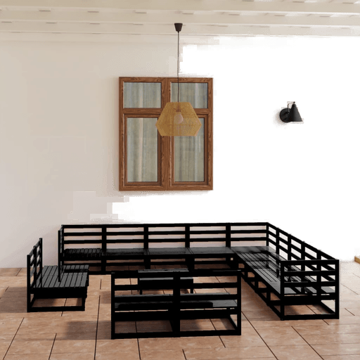 Vidaxl Hagesofagruppe 14 deler svart