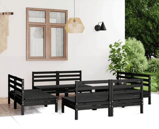 Vidaxl Hagesofagruppe 8 deler svart