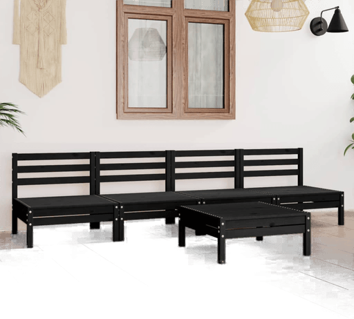 Vidaxl Hagesofagruppe 5 deler svart