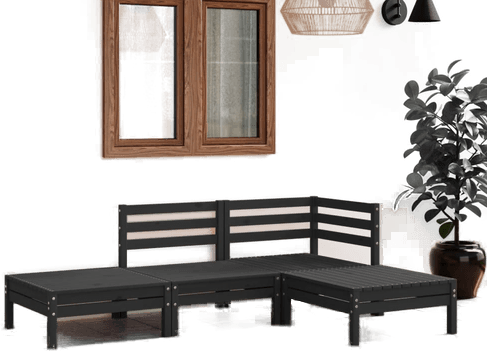 Vidaxl Hagesofagruppe 4 deler svart