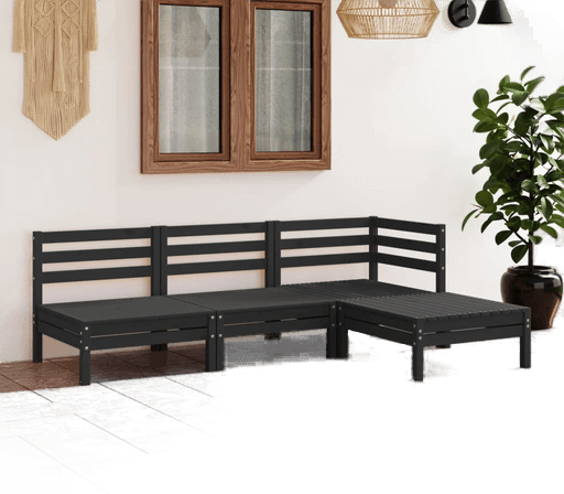 Vidaxl Hagesofagruppe 4 deler svart