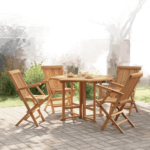Vidaxl Utendørs spisestue 5 deler teak