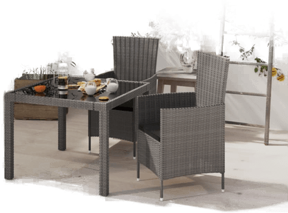 Vidaxl Utendørs spisestue 3 deler grå