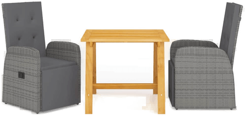 Vidaxl Utendørs spisestue 3 deler grå