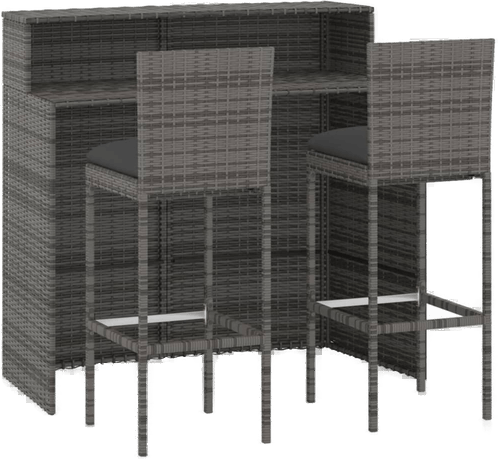 Vidaxl Barsett 3 deler grå