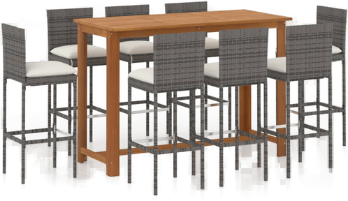 Vidaxl Barsett 9 deler grå