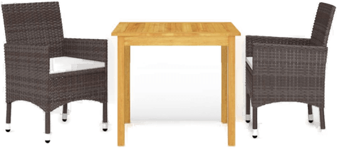 Vidaxl Utendørs spisestue 3 deler brun