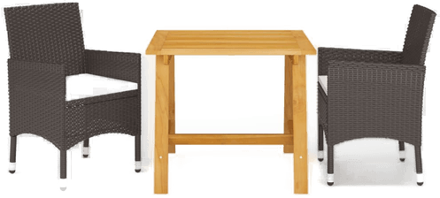 Vidaxl Utendørs spisestue 3 deler brun