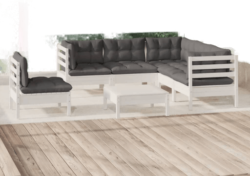 Vidaxl Hagesofagruppe 6 deler hvit