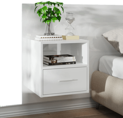 Vidaxl Veggmontert nattbord høyglans hvit