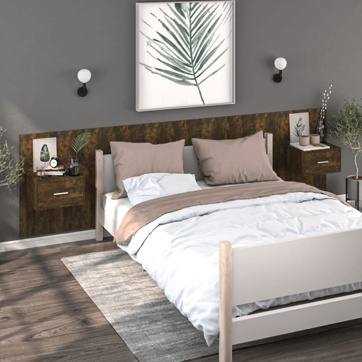 Vidaxl Veggmonterte nattbord 2 stk røkt eik