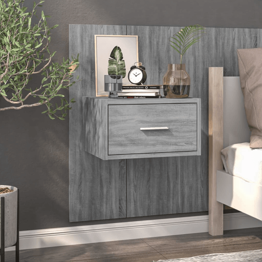 Vidaxl Veggmontert nattbord grå