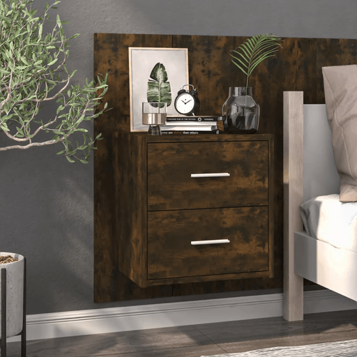 Vidaxl Veggmontert nattbord røkt eik