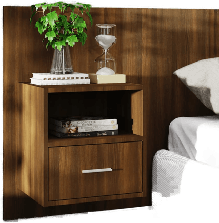 Vidaxl Veggmontert nattbord brun eik