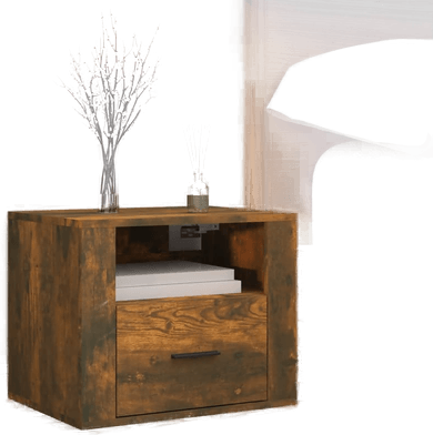 Vidaxl Veggmontert nattbord røkt eik