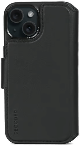 Decoded Leather Detachable Wallet iPhone 15 Svart