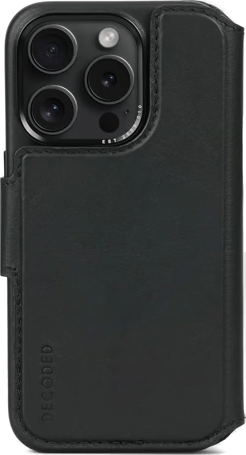 Decoded Leather Detachable Wallet iPhone 15 Pro Svart